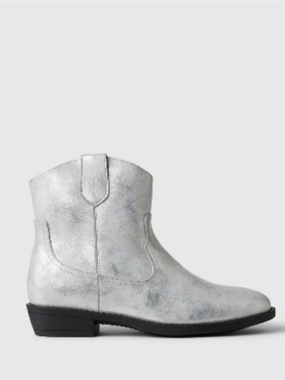 GAP Metallic Silver Western-Style Ankle Boots